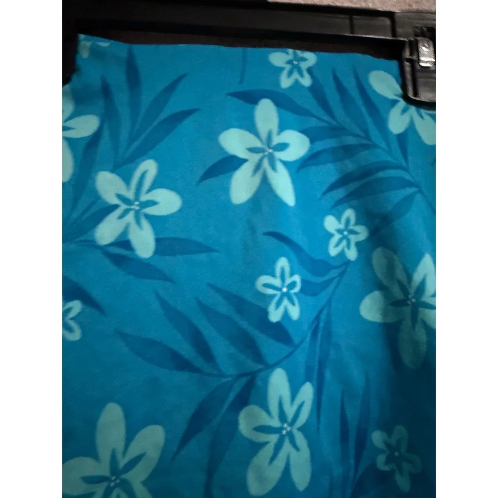 Cole of California Turquoise Floral Swim Skirt Built-in Brief Size 8 15223Q4